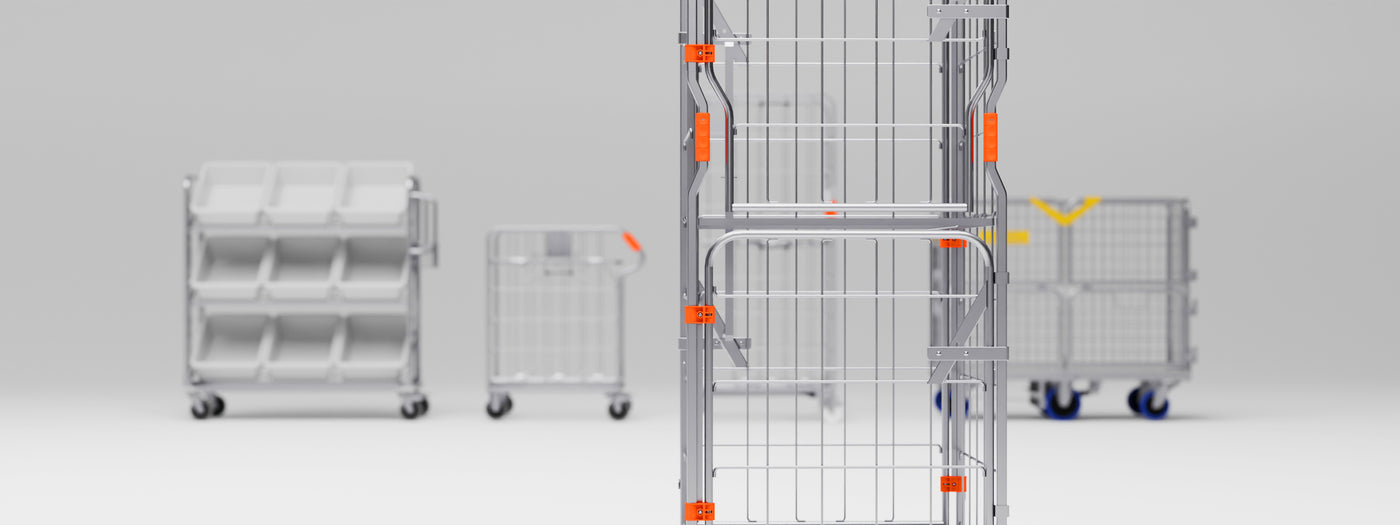 laundry roll cage picking trolley folding roll cage trolley dead-man trolley in studo
