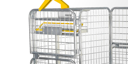 close up of a mesh cart door