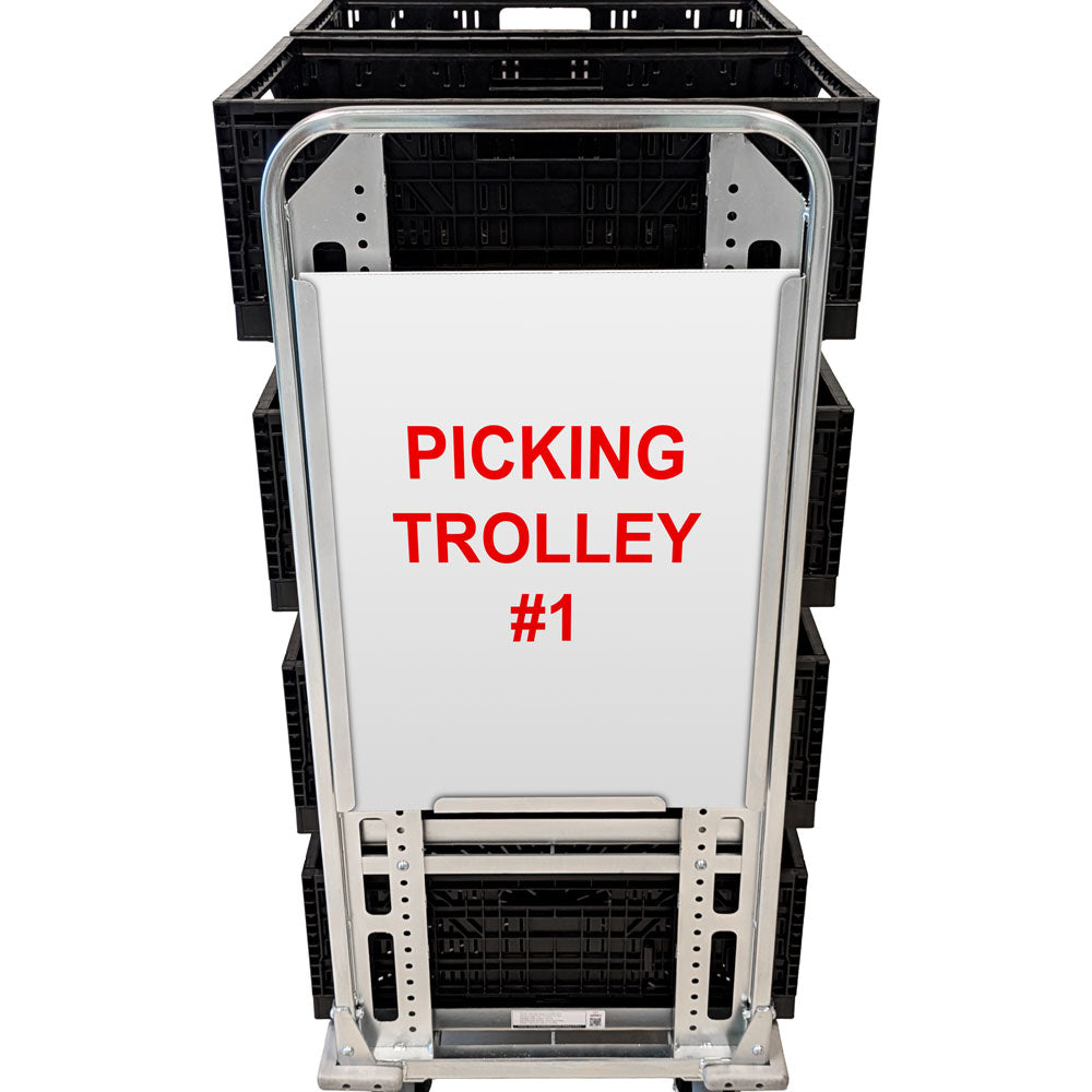 signage holder for order picking trolley with trolley number