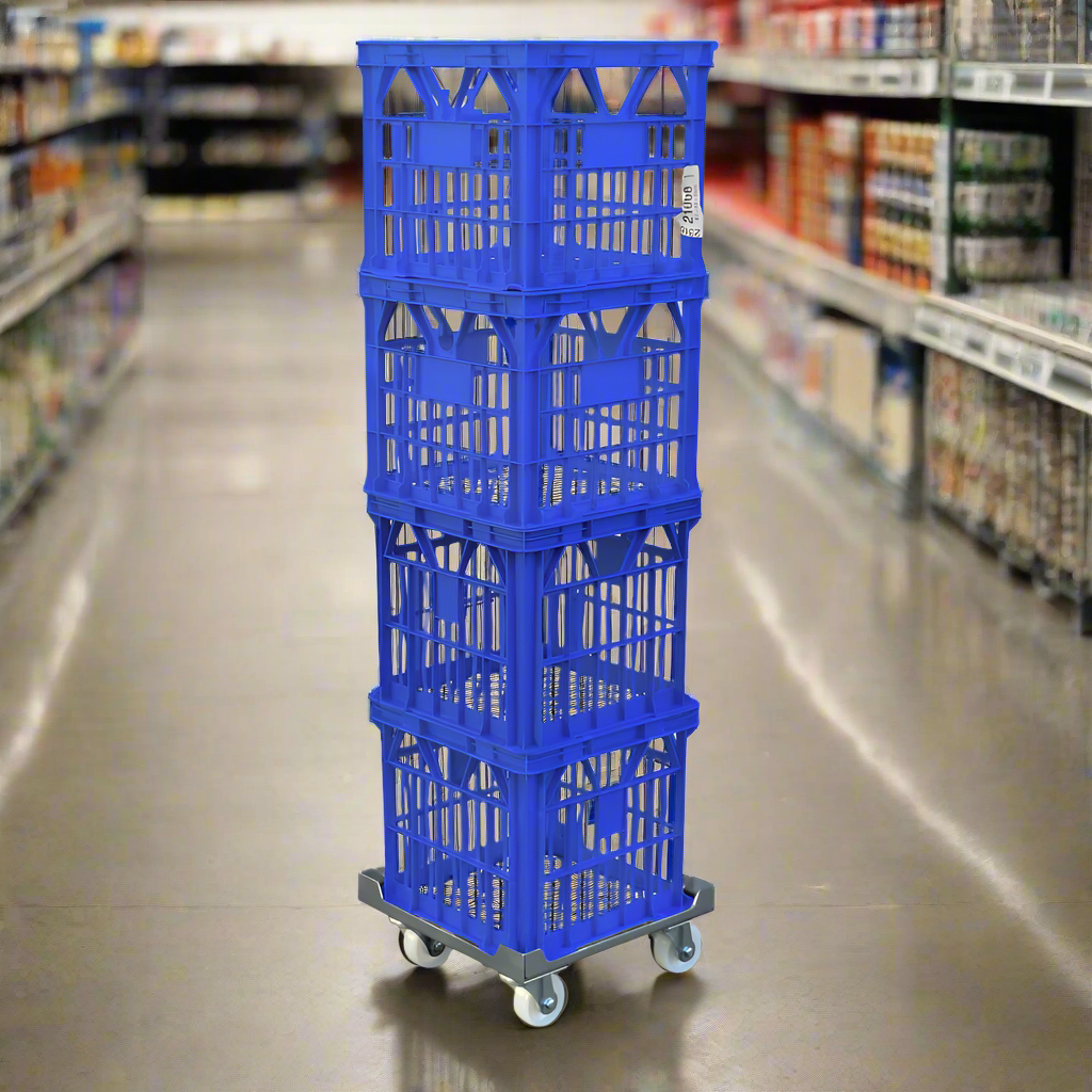 steel milk crate dollie used in a supermarket