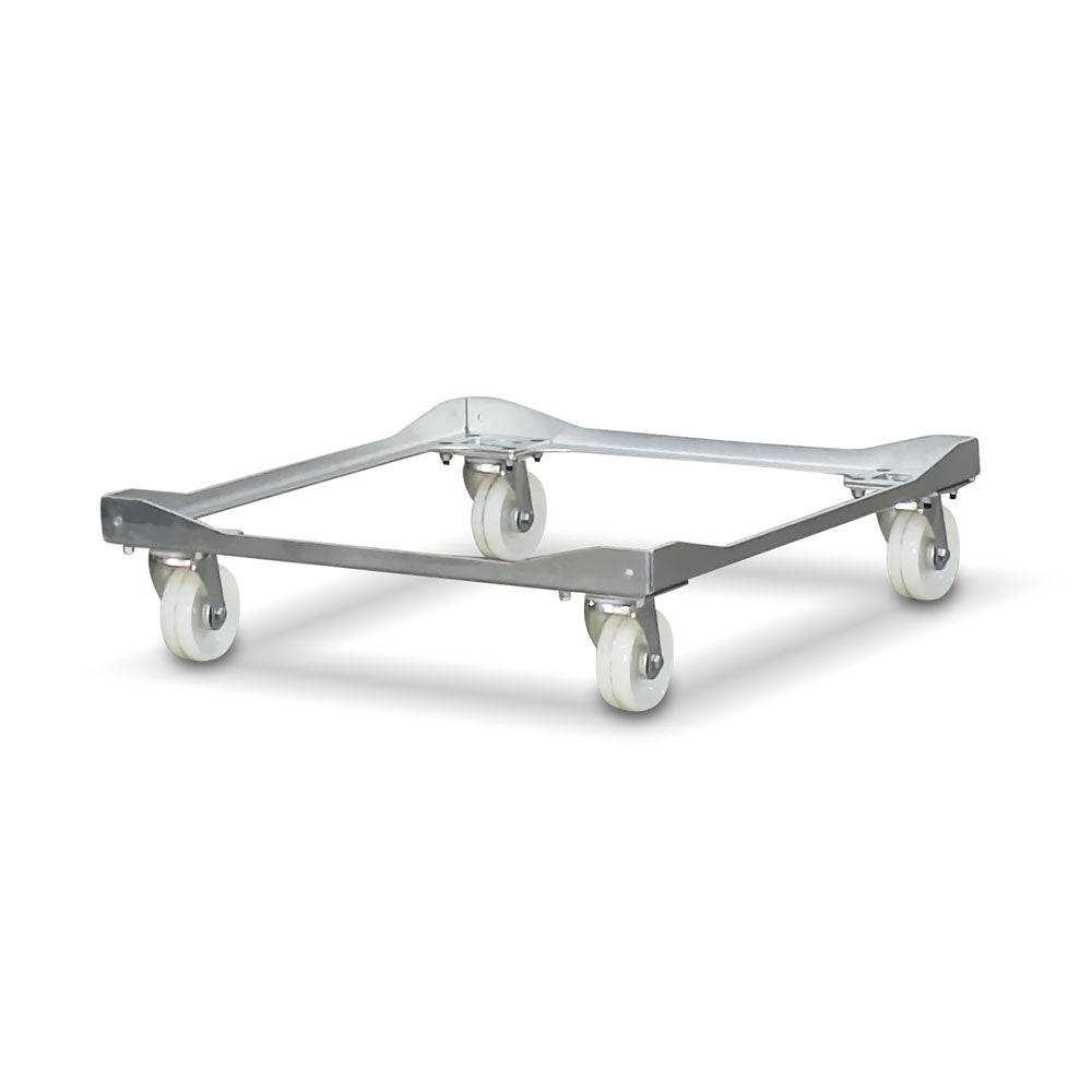 steel metal bread crate dollie with white nylon wheels