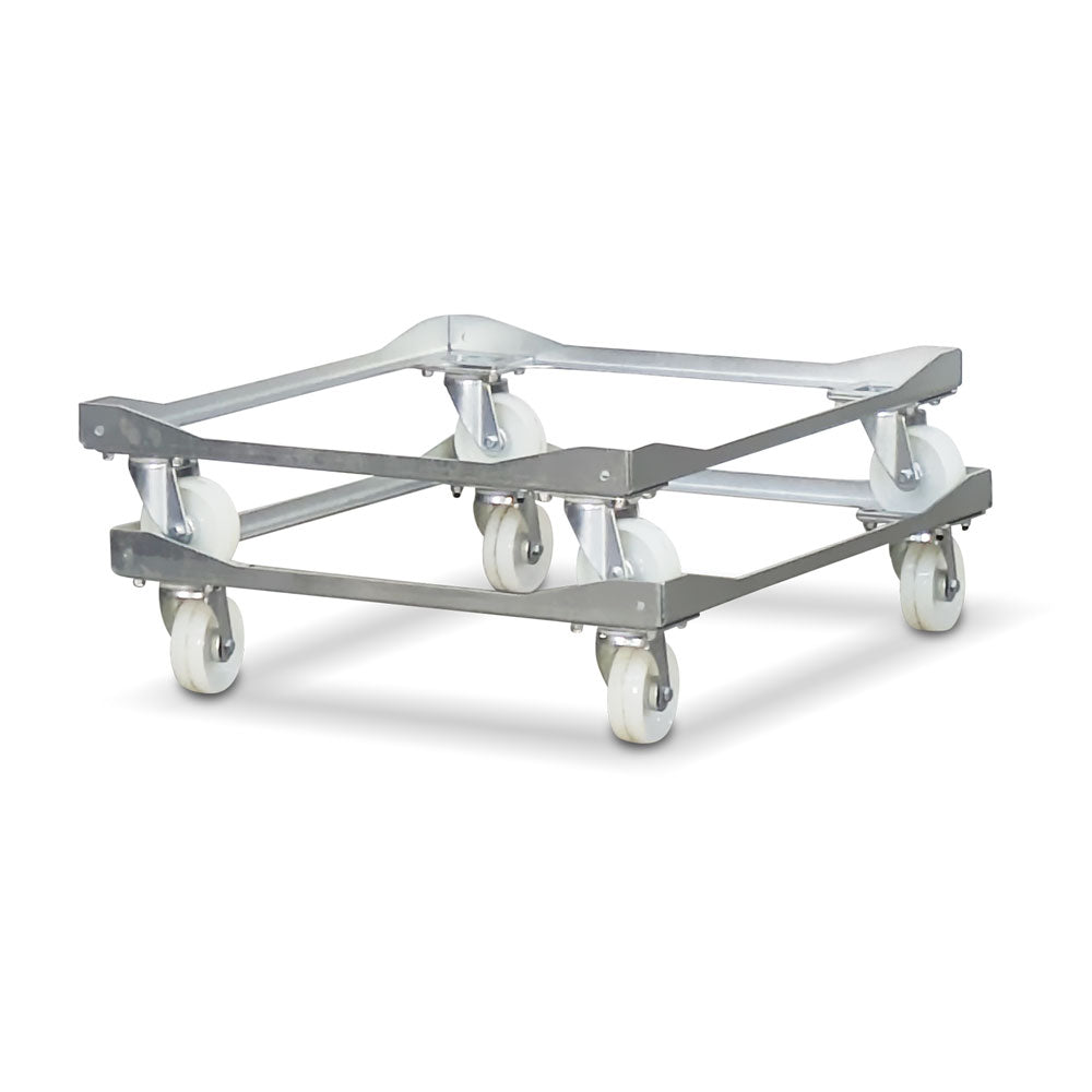 steel metal bread crate dollies stacked