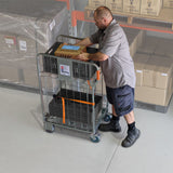 Roll cage and shelf and crate combo deal. Warehouse order picking