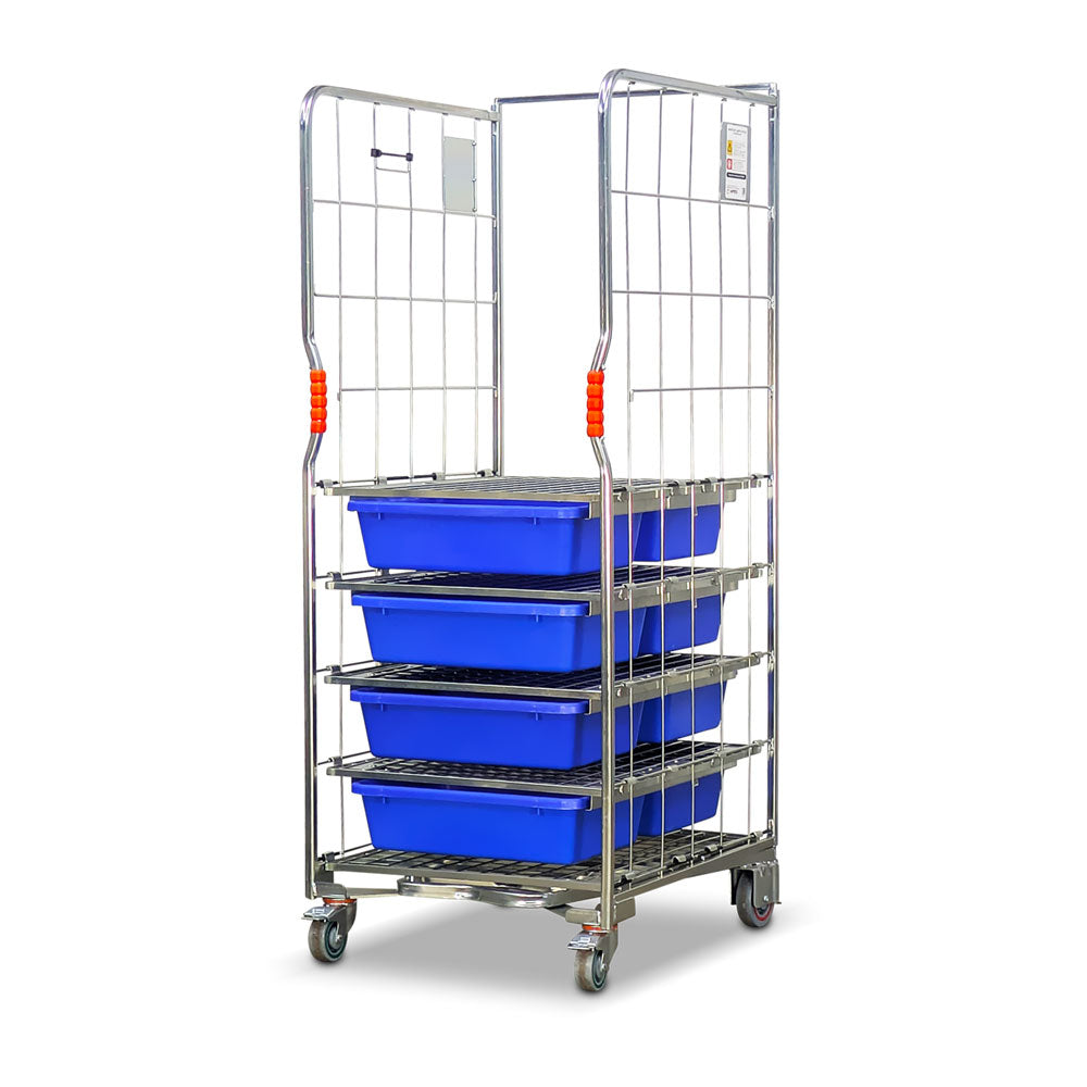 Kanban kitting roll cage trolley isometric view drawers closed