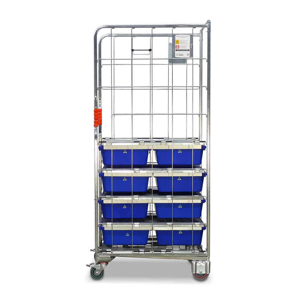Kanban kitting roll cage trolley side view drawers closed
