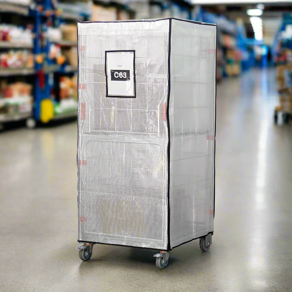 see through translucent opaque roll cage cover in warehouse