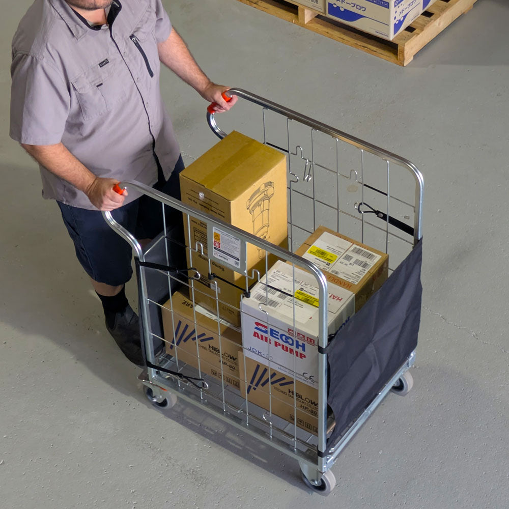 RCS06 trolley with cargo nets being used in a warehouse