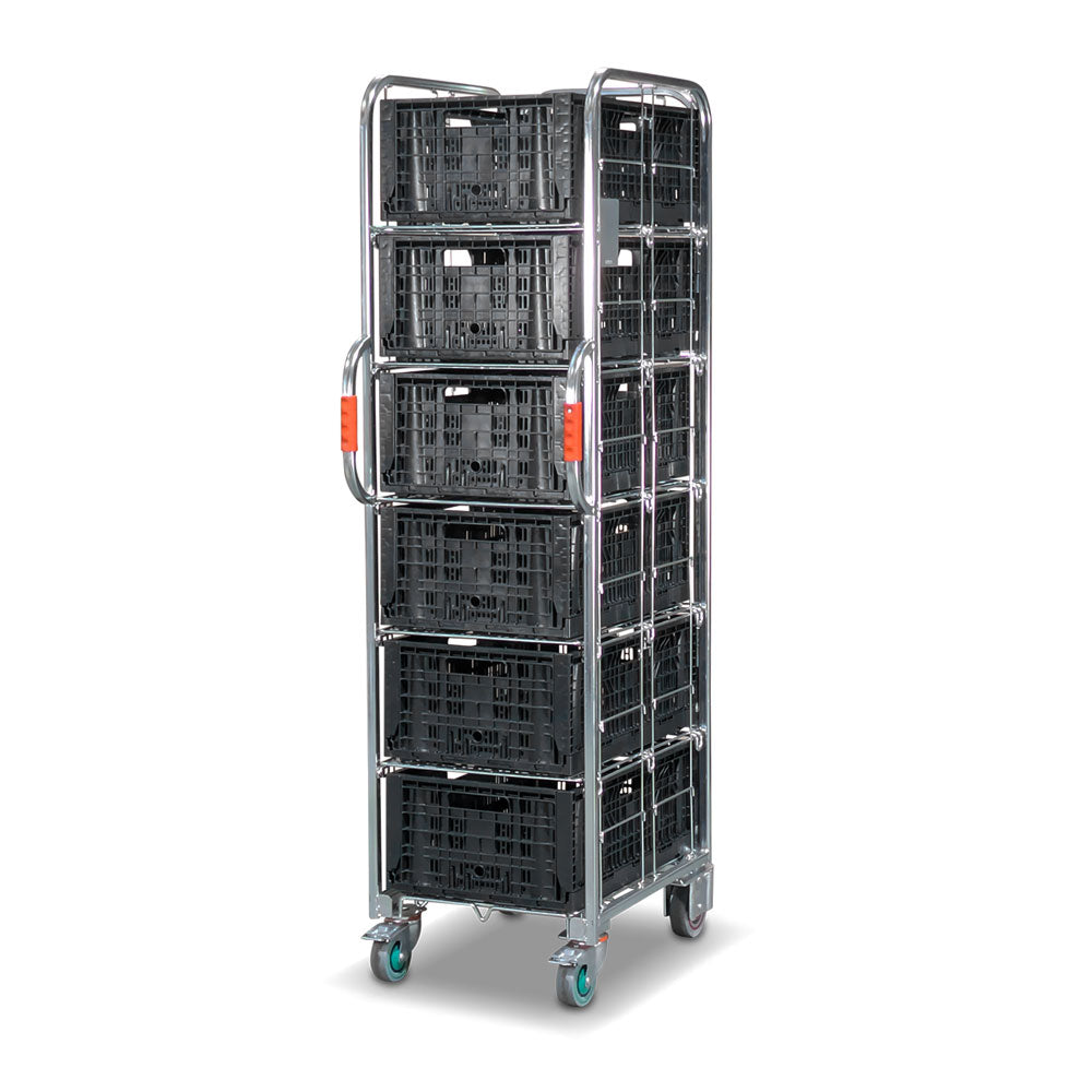 6 mulitpick order picking knock down collapsible crate in tall narrow compact order picking trolley cart roll cage