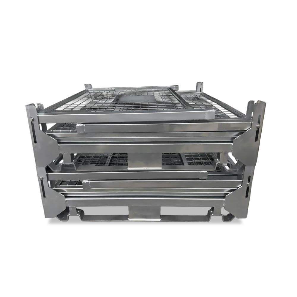 stillage mesh cages folded collapsed and stacked