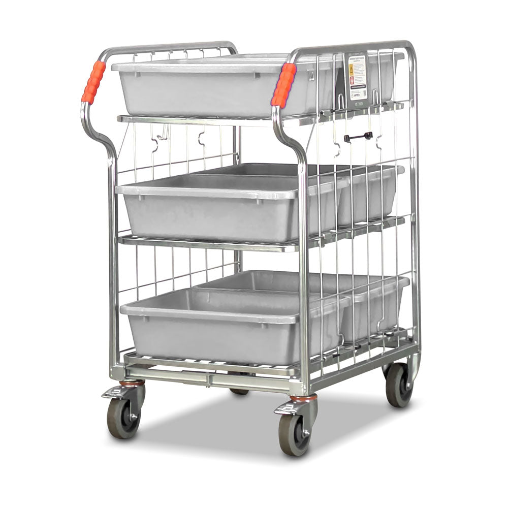 Anteck RCS06 trolley with natural colour plastic totes crates