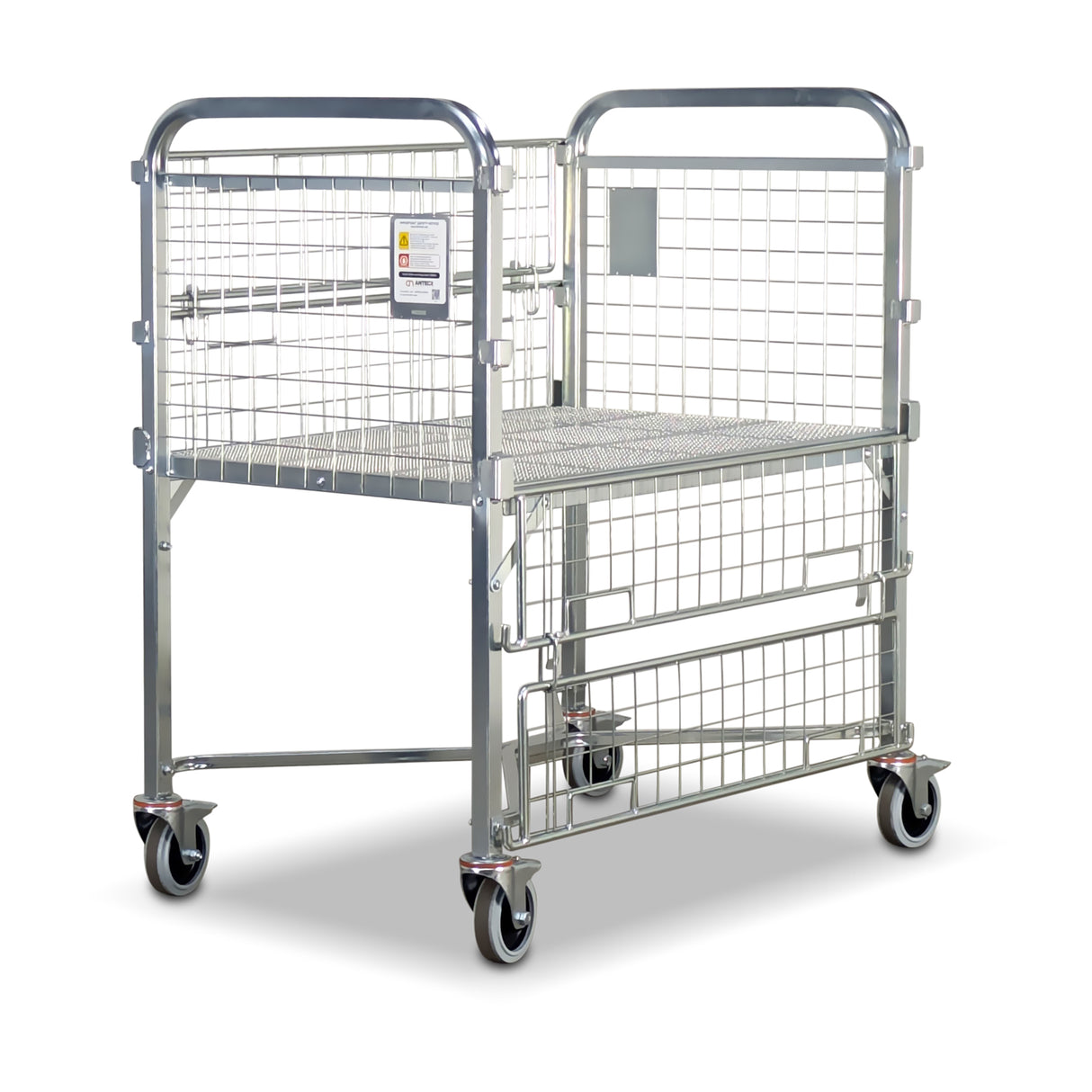 mesh cage trolley with folding doors down on one side