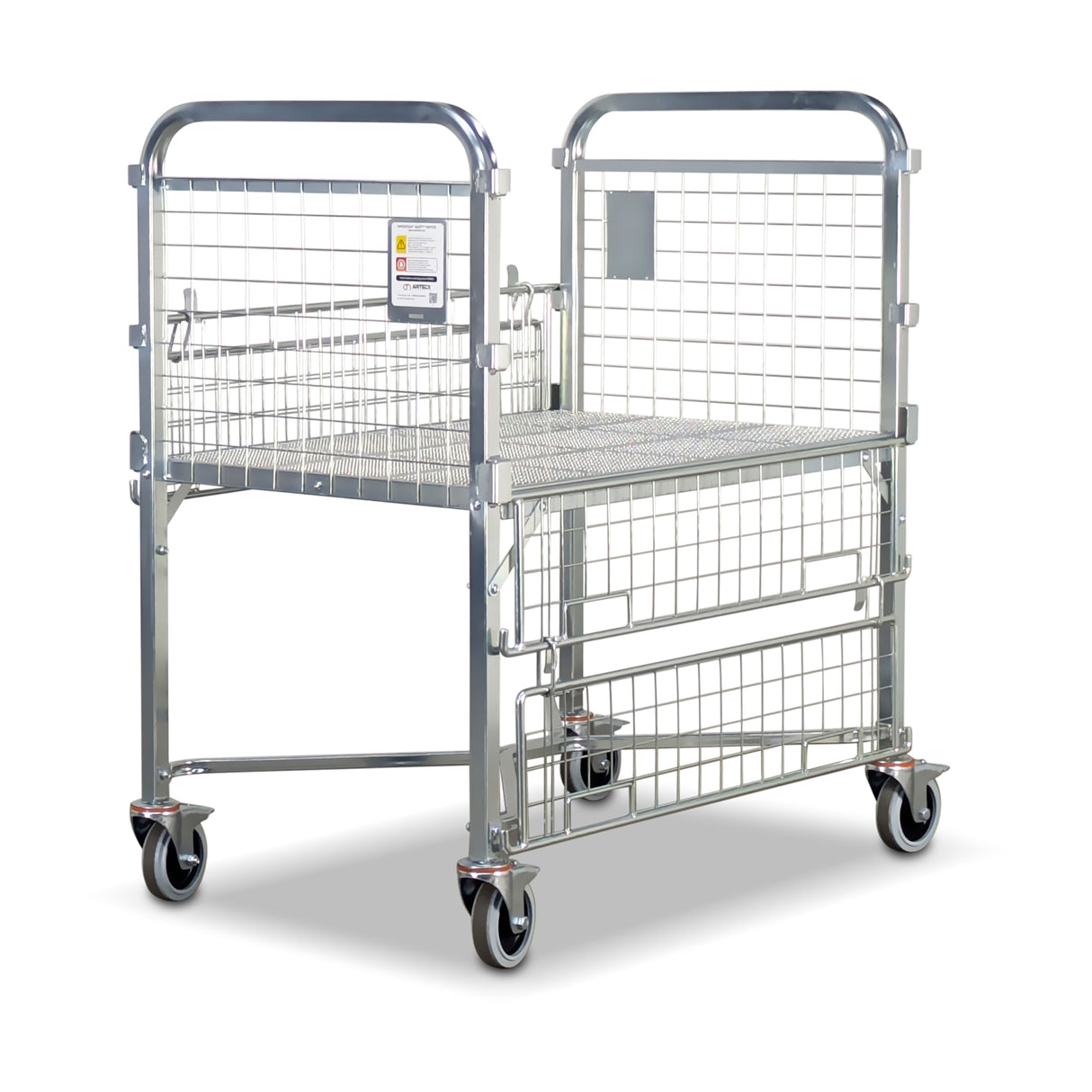 mesh cage trolley with folding doors 3/4 down