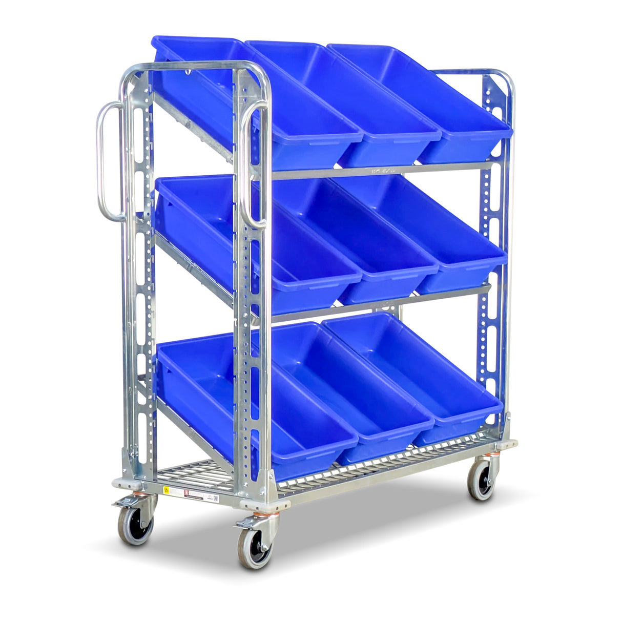 TRS02 order picking trolley with tilted tubs