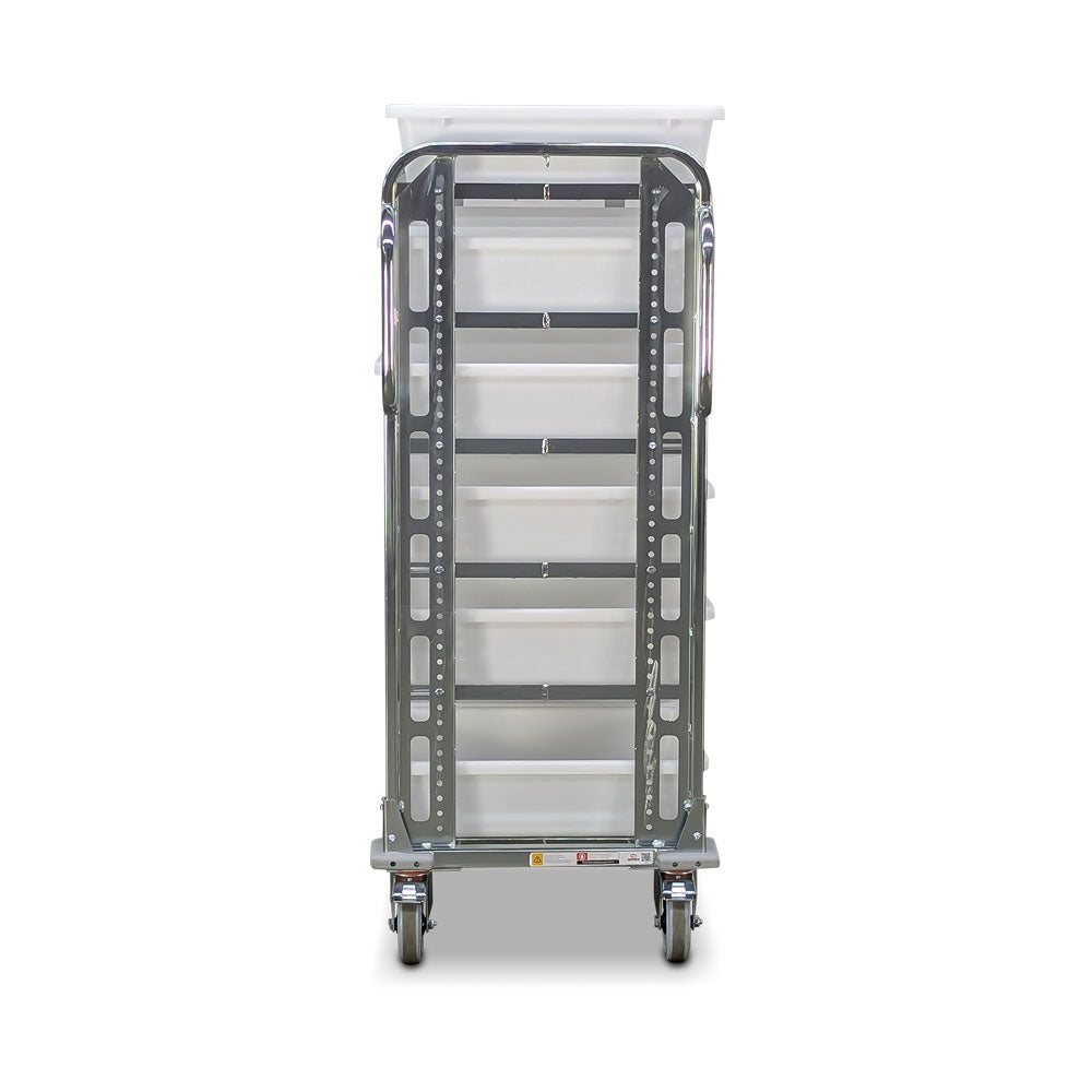 personals trolley with 18 linen totes- end view