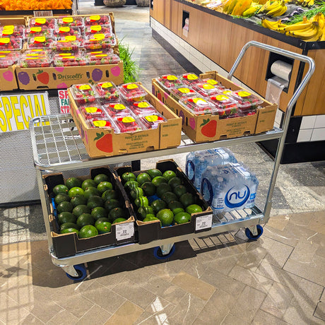 2 tier trolley used in a fruit and veg shop