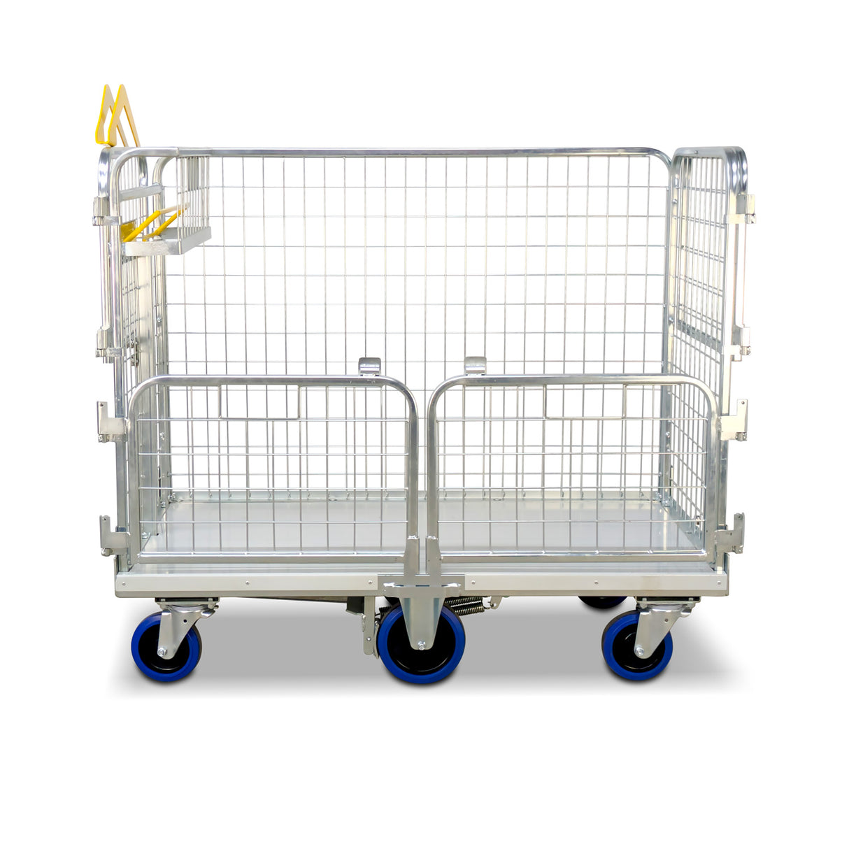 heavy duty parcel courier trolley with deadman brake. split doors