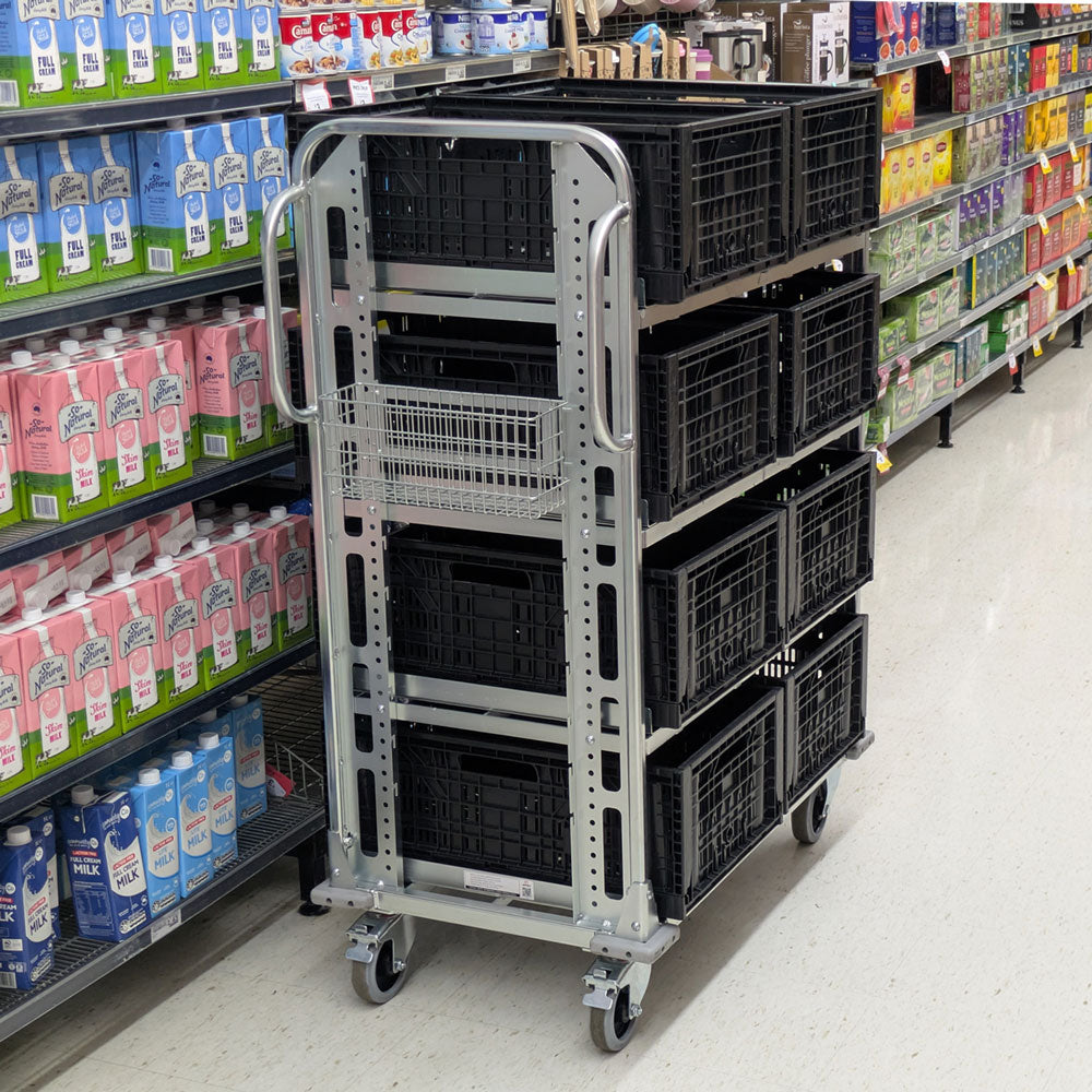 order picking trolley with 8 crates in shop