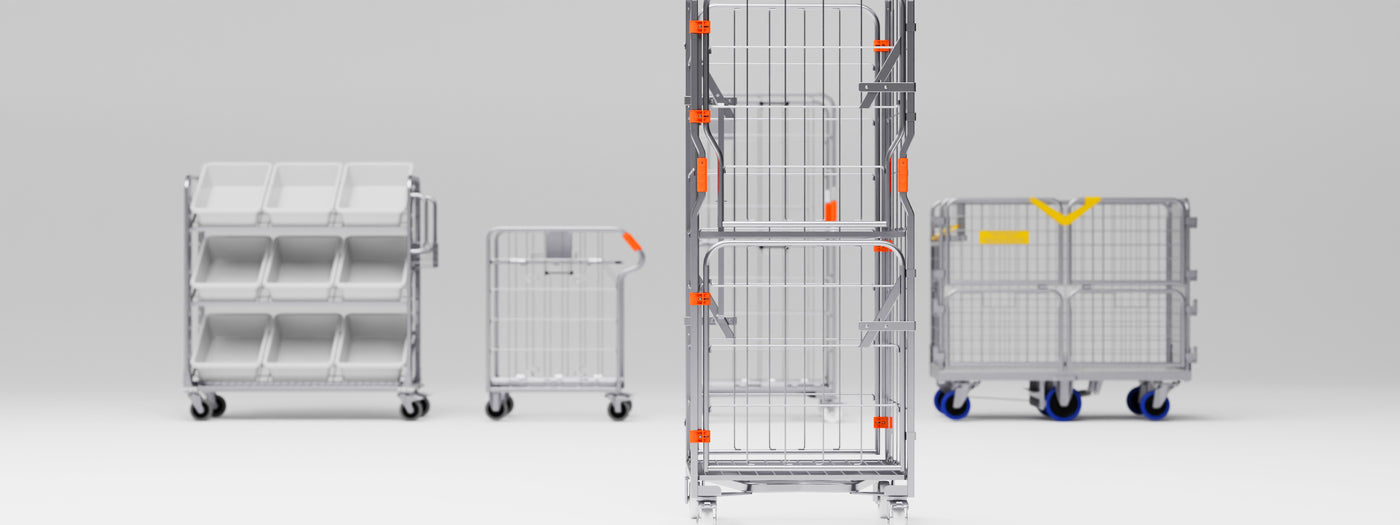 laundry roll cage picking trolley folding roll cage trolley dead-man trolley in studo