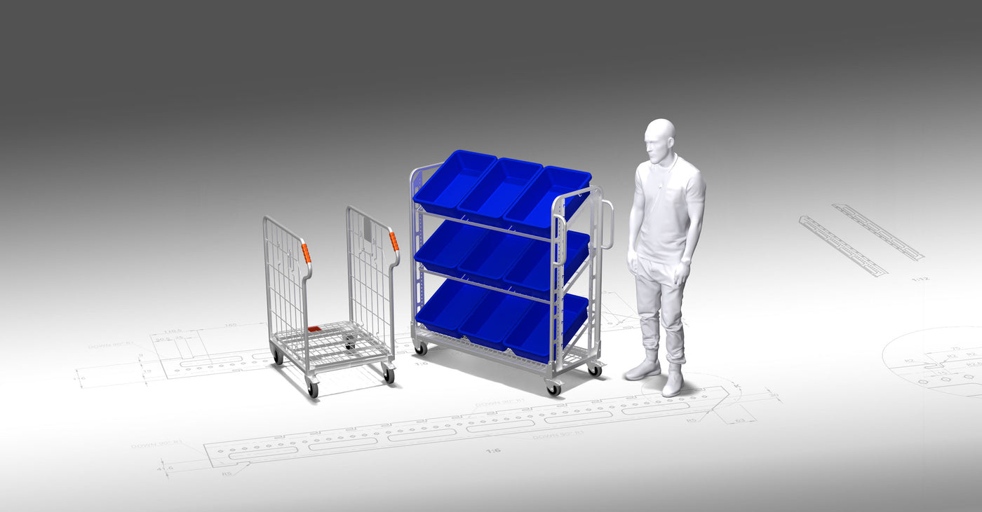 custom designed roll cages and trolleys