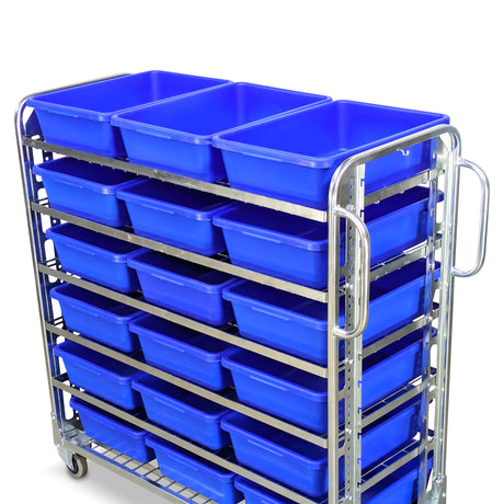 order picking trolley with crate tote bins