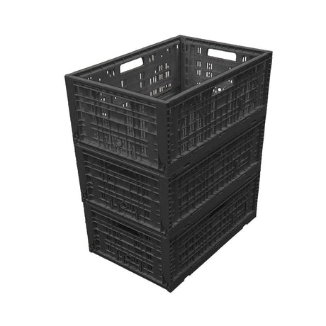 600*400*220 Black crate. Erected and stacked. Isometric