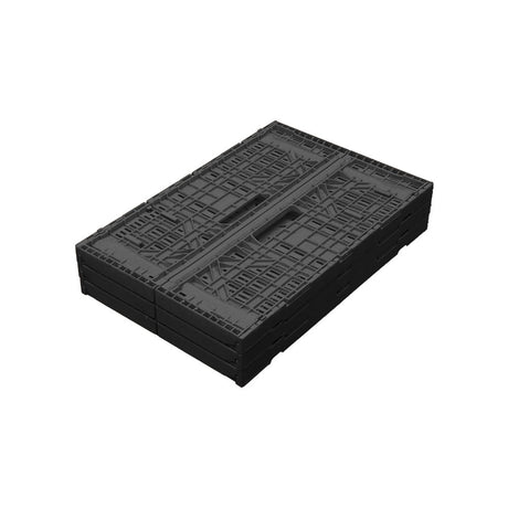 600*400*220 Black crate. Collapsed and stacked. Isometric