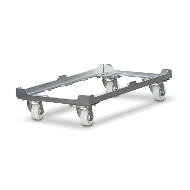 double dual steel metal milk crate dollie with white nylon wheels