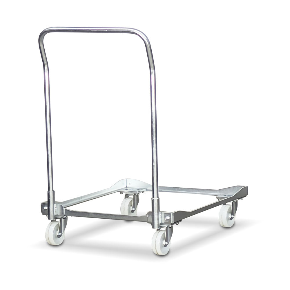 empty steel metal bread crate dollie with attachable handle kit. 