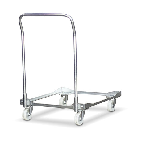 empty steel metal bread crate dollie with attachable handle kit. 