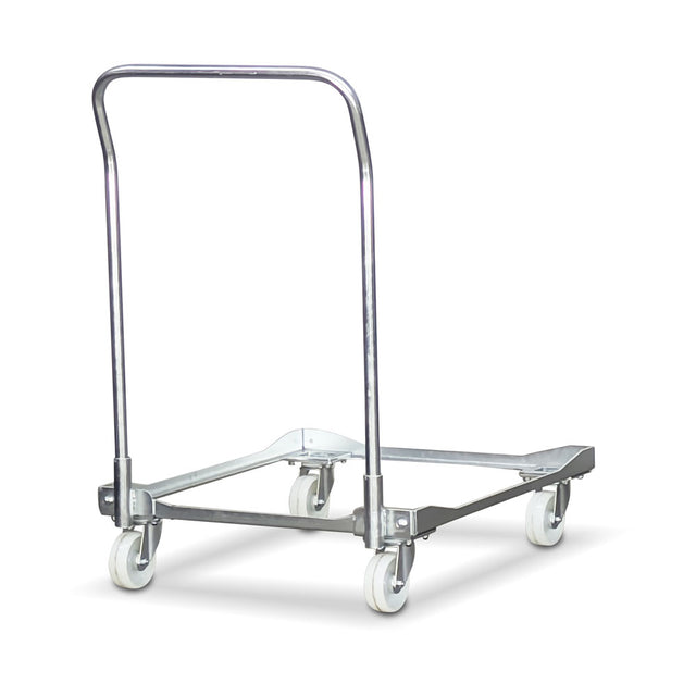 empty steel metal bread crate dollie with attachable handle kit. 