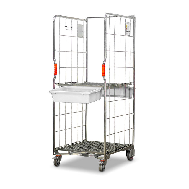 roll cage with 2 removable drawers open position. Isometric view
