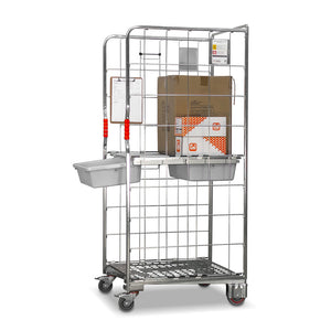 mobile work station trolley with removable tote drawers. One drawer is in the open position