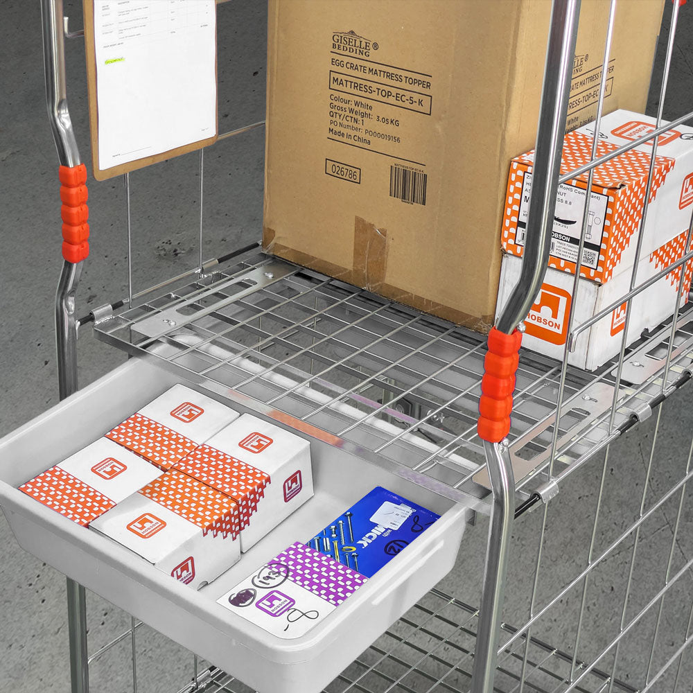 mobile workstation with tote crate drawer