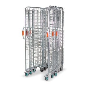 Narrow aisle ecommerce order picking and fulfilment roll cage trolley with 5 shelves. 710mm(L) x 480(W) x 1,735mm(H)
