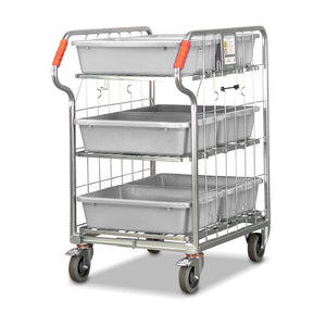 Anteck RCS06 trolley with natural colour plastic totes crates