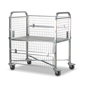 mesh cage trolley with folding doors down on one side