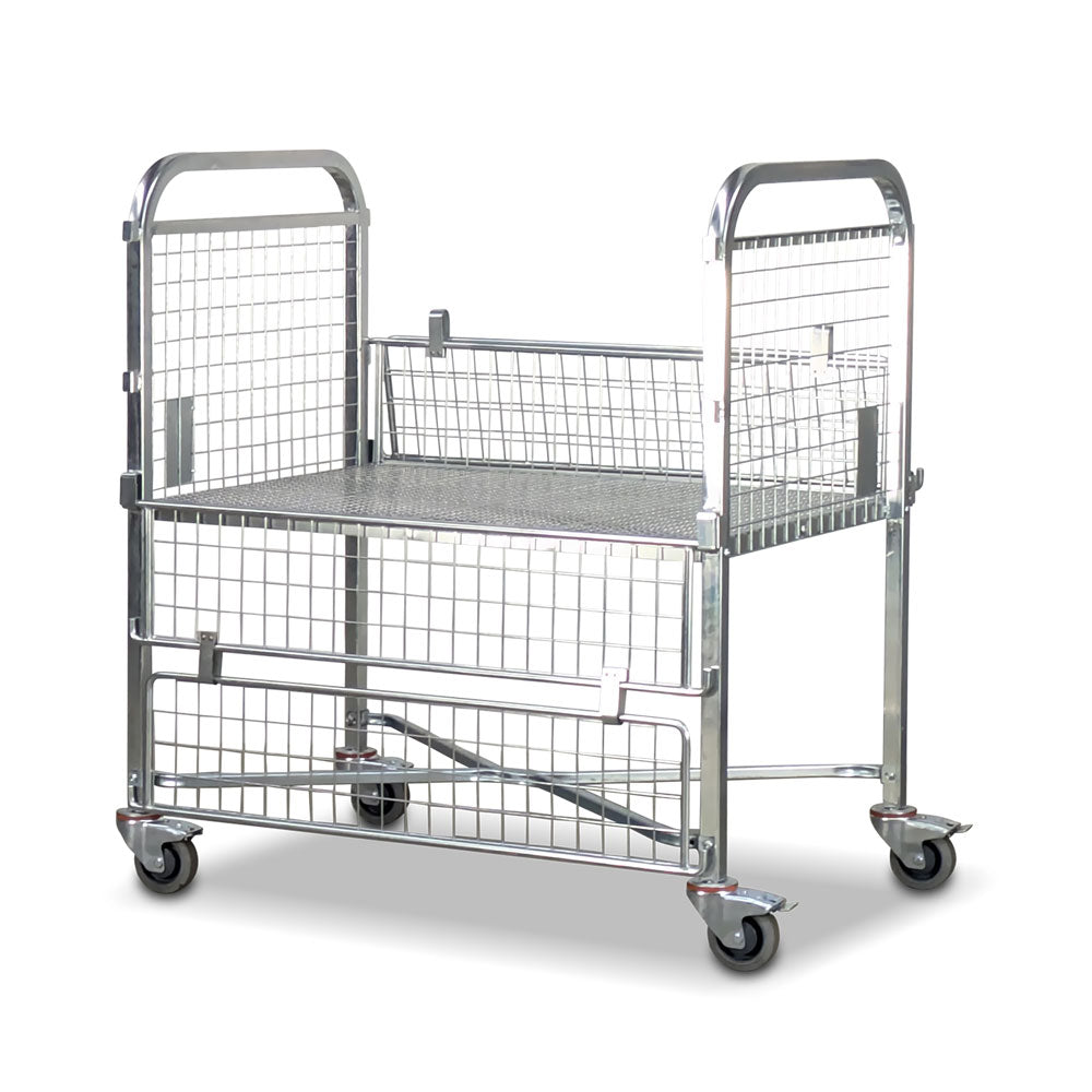 mesh cage trolley with folding doors 3/4 down