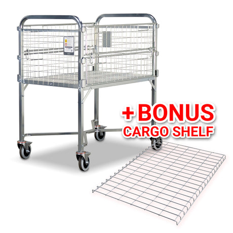 warehouse trolley with folding fold down doors