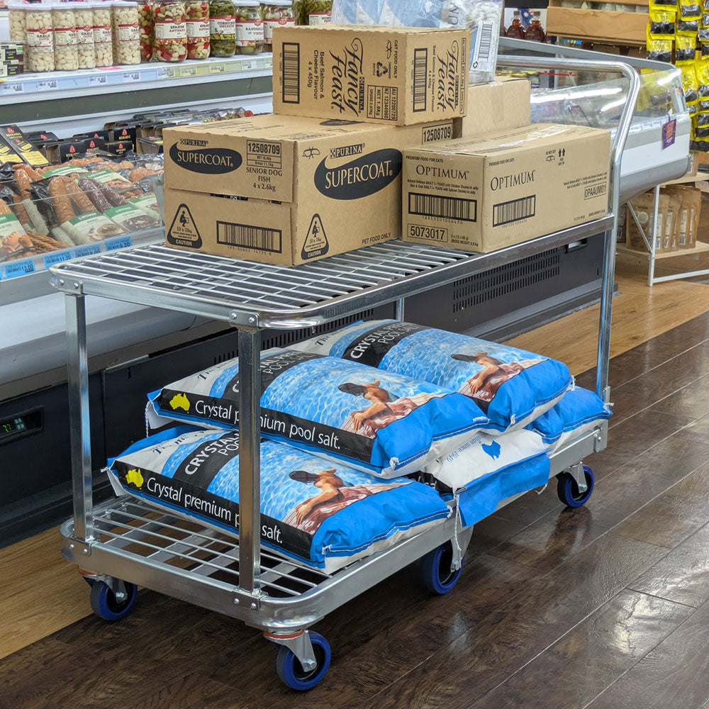 flat top trolley in grocery store