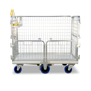 heavy duty parcel courier trolley with deadman brake. split doors