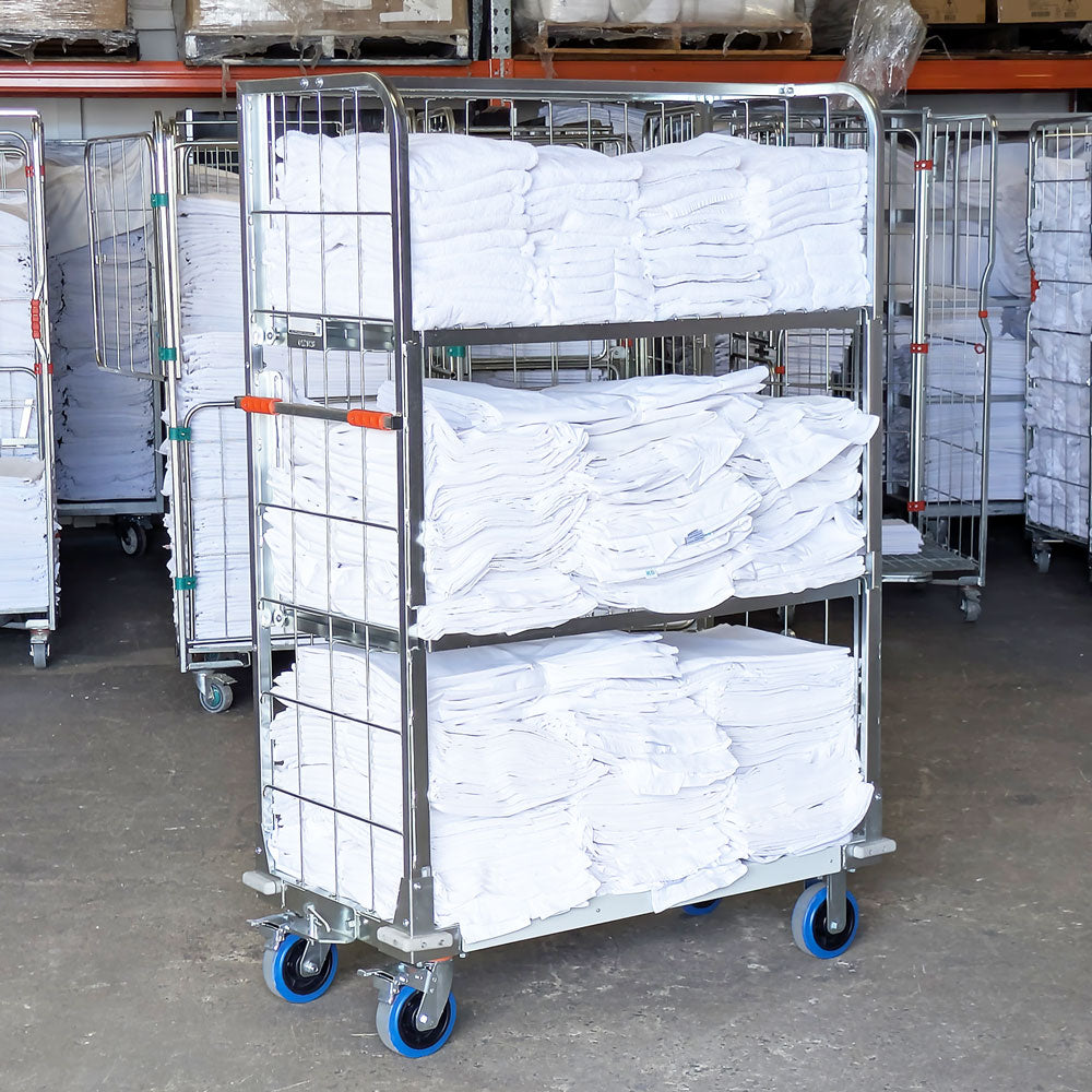 Clean & dirty linen impress trolley with multi-positional shelves 1,175mm(L) x 595mm(W) x 1740mm(H)