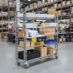 heavy duty steel warehouse order picking trolley with mixed goods