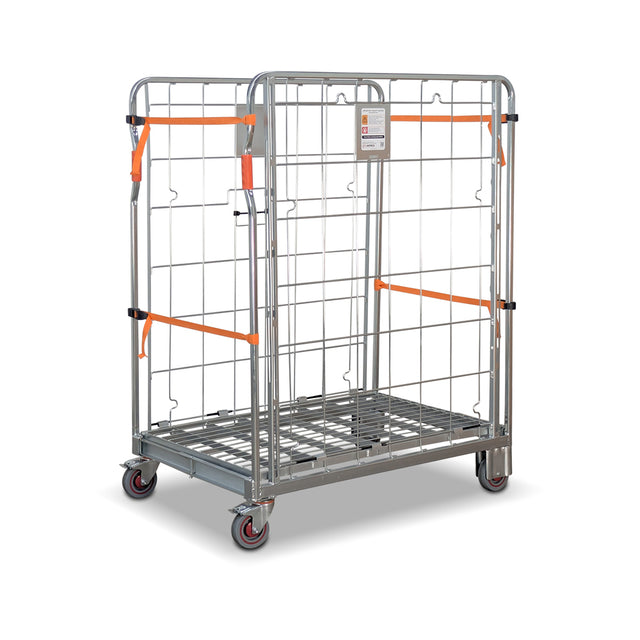 2 sided roll cage euro pallet size. Open position