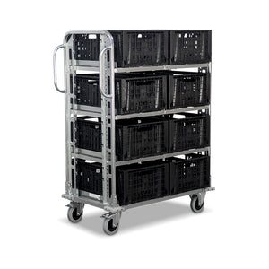 order picking trolley with 8 collapsible tote crates