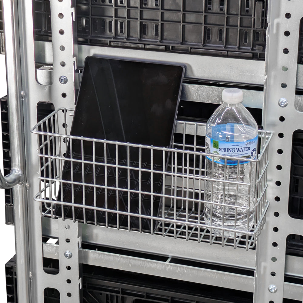 utility basket with table and drink bottle