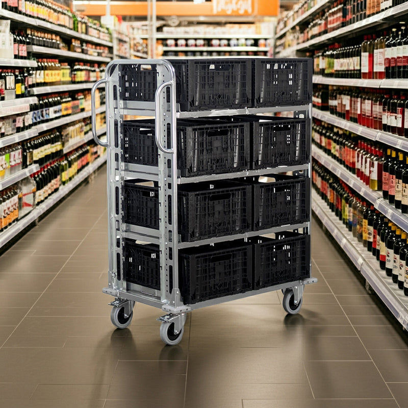 supermarket order picking trolley with totes